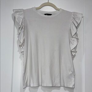 Banana Republic Ivory Ruffle Sleeve Tee